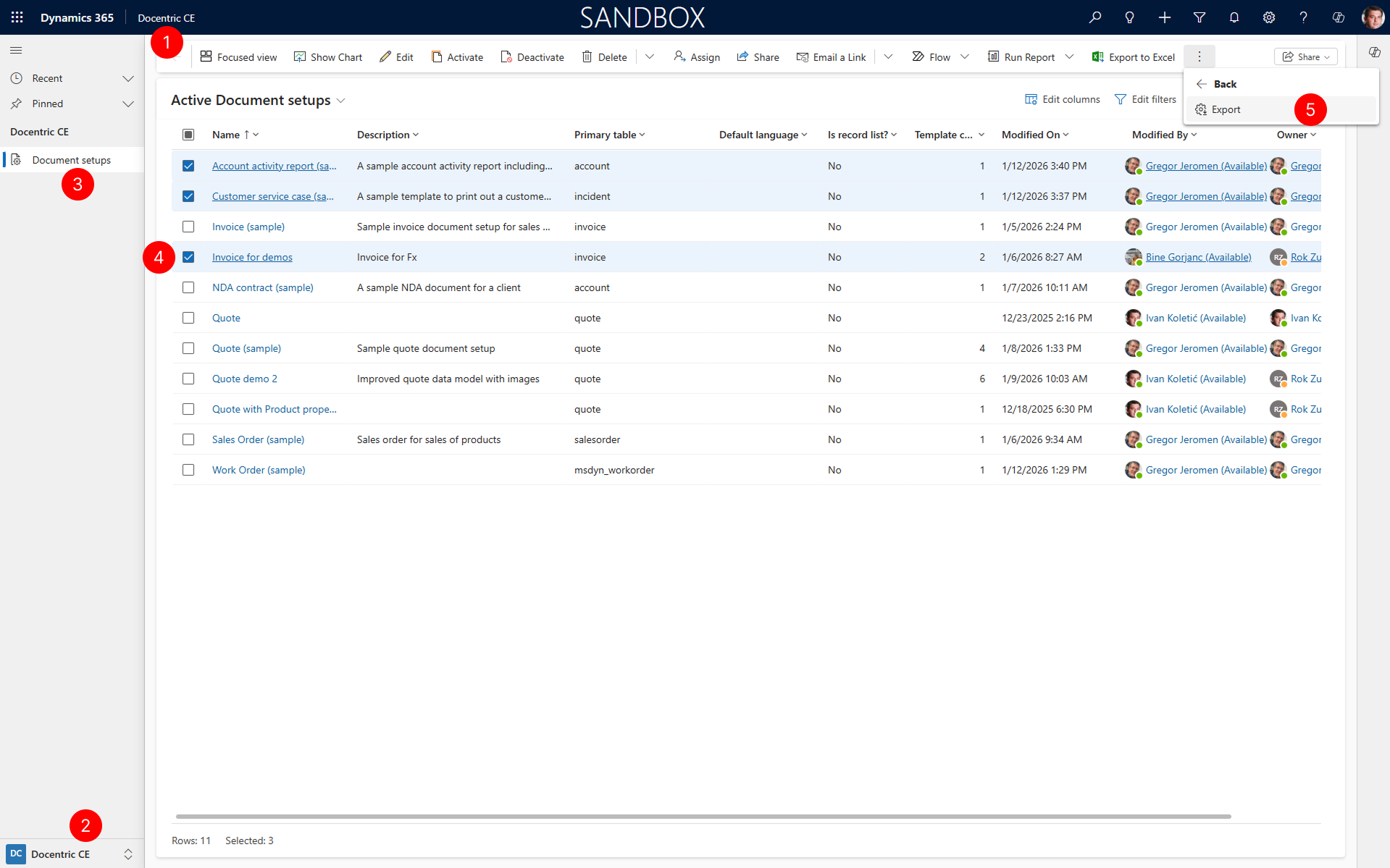 Shows the Export configuration button in Docentric setups ribbon.