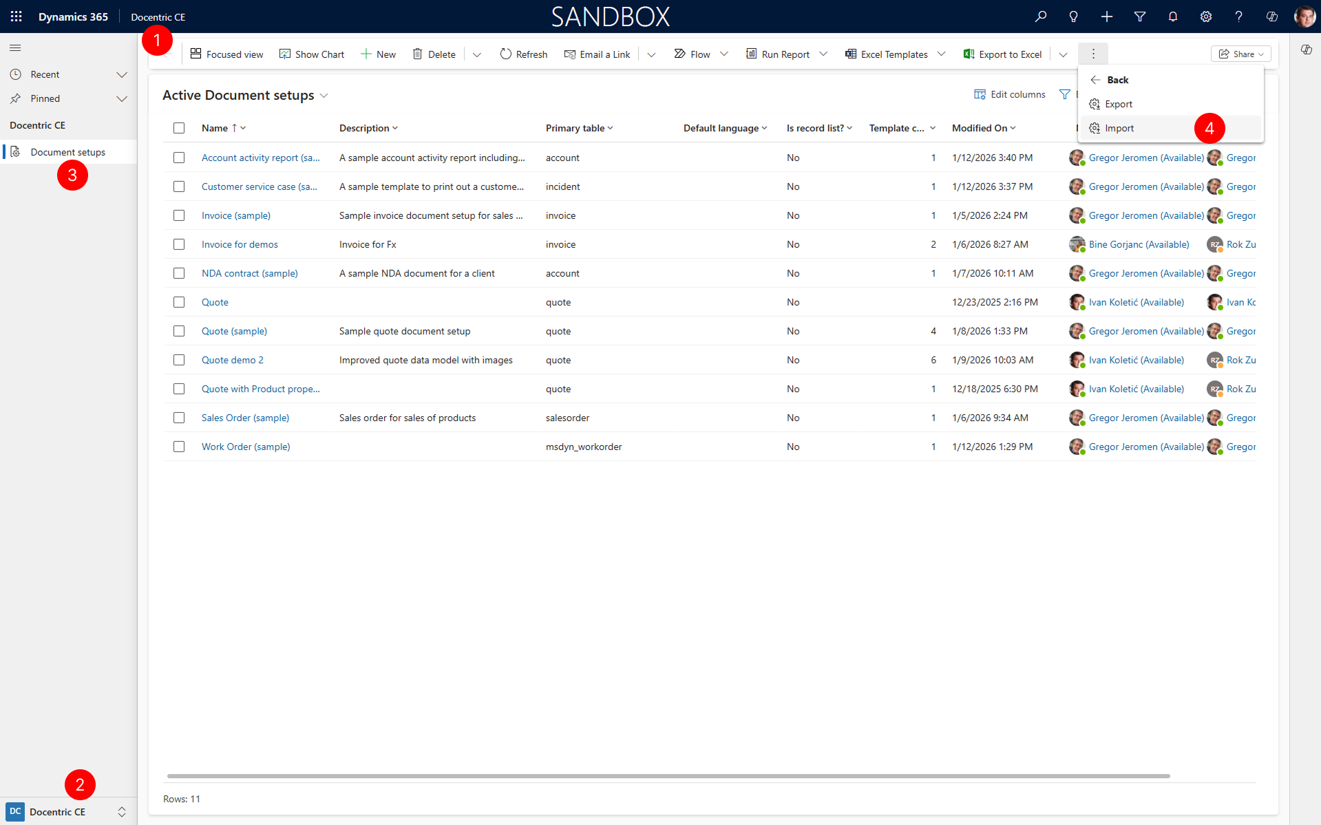Shows the Import configuration button in Document setups ribbon.